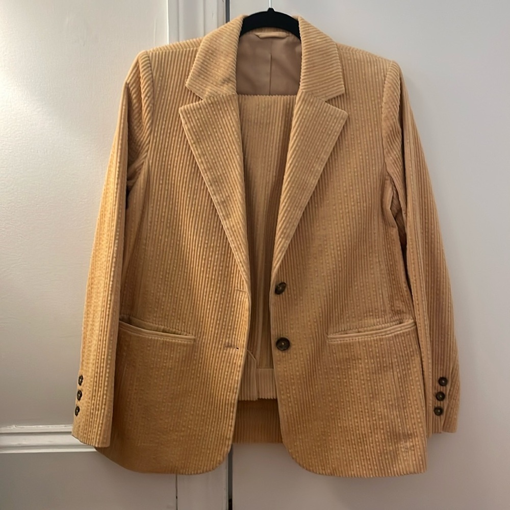 Yellow corduroy oversized suit / pants